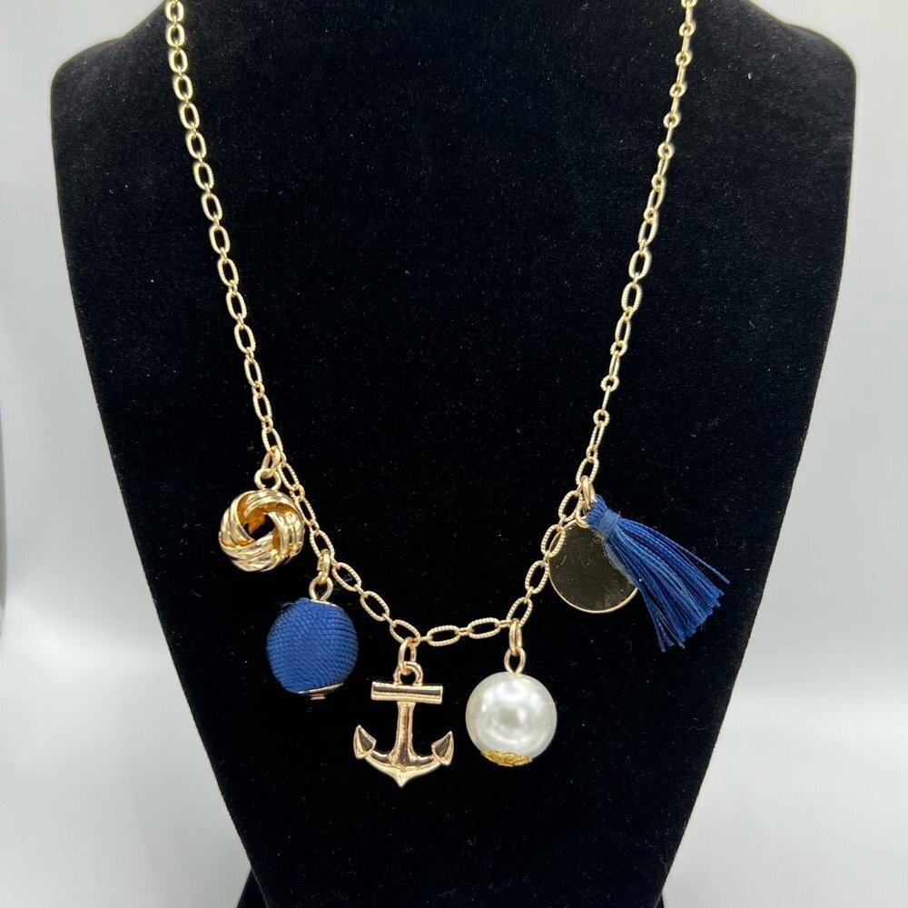 Crown And Ivy Nautical Charming Necklace Blue And Gold